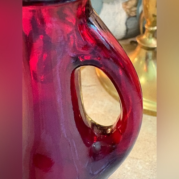 Vintage Anchor Hocking Royal Ruby Vase Pitcher Depression Glass 7.75" - Picture 9 of 11